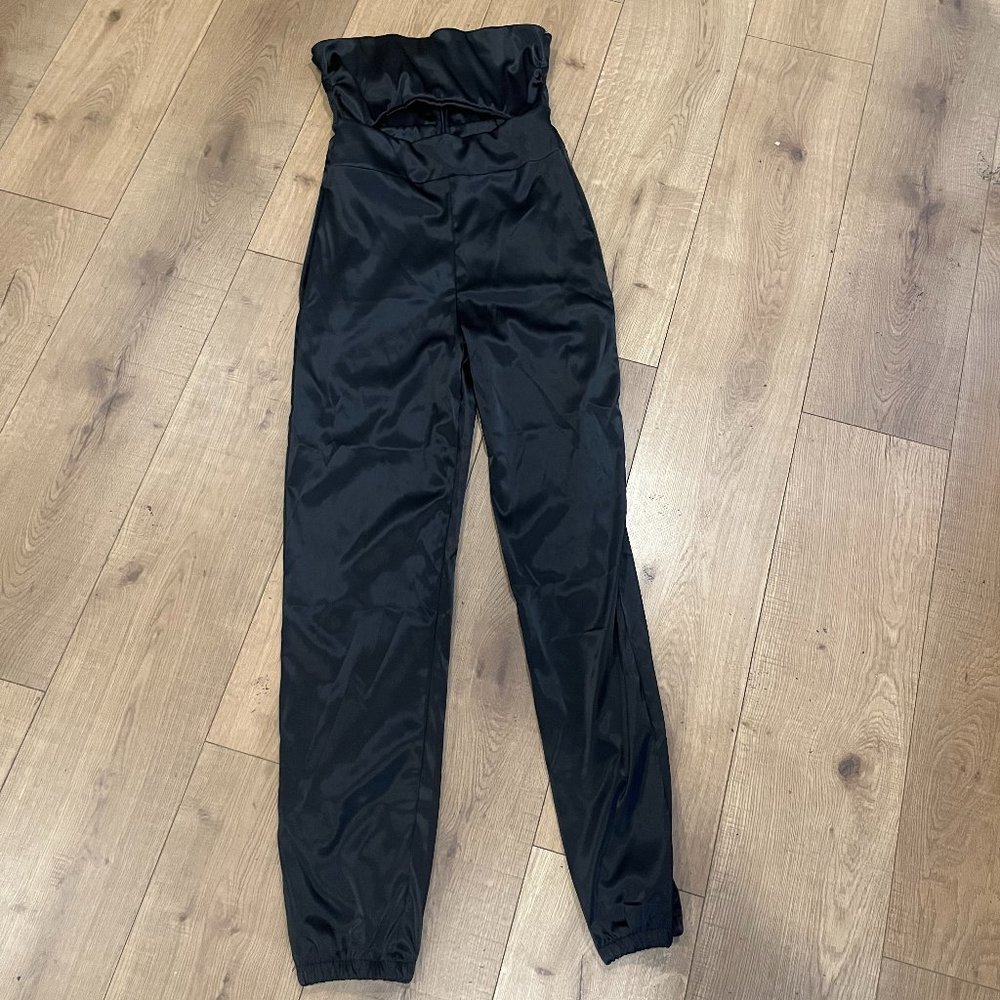 Fashion Nova Satin Strapless Jumpsuit Size S